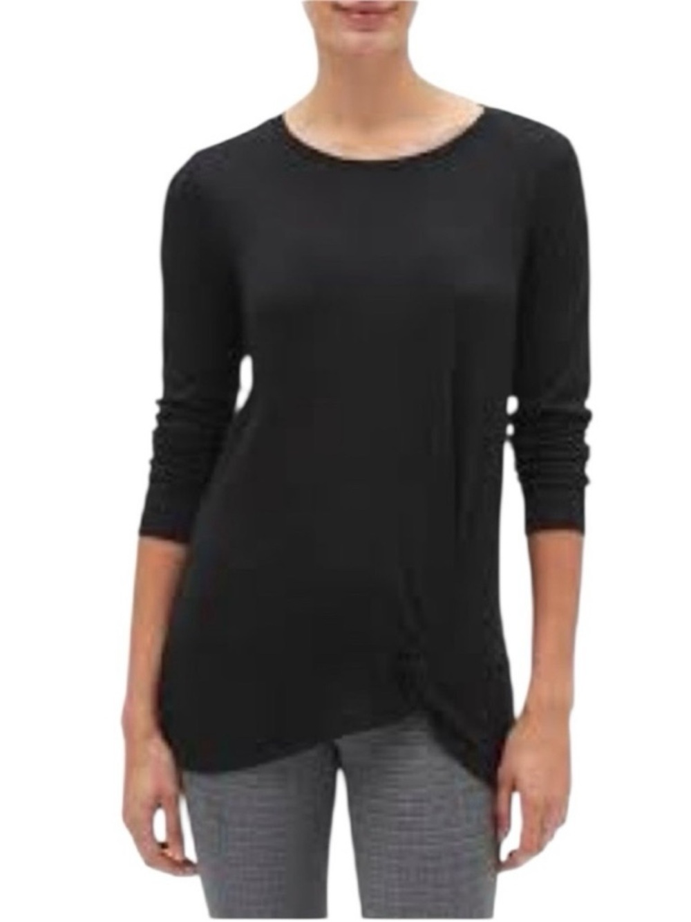 Banana Republic long sleeve luxespun twist knot tunic blouse top Medium black